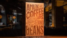 Amazing coffee cups and beans